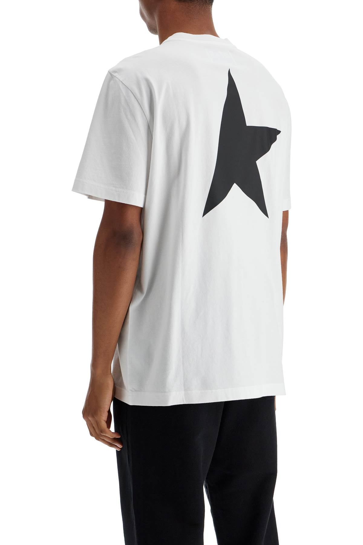 Golden Goose White Cotton MenS T-Shirt With Large Black Star