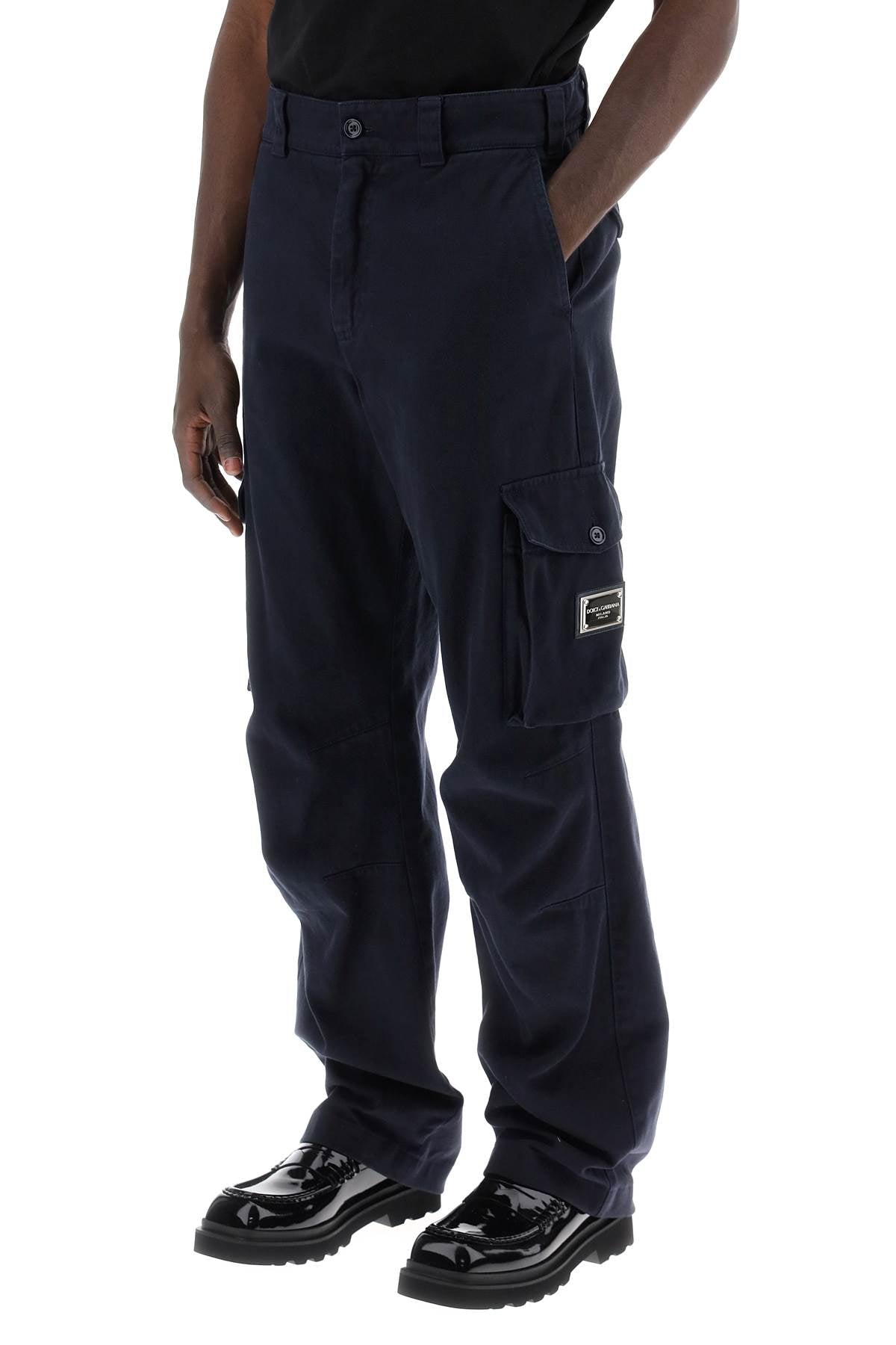 Dolce & Gabbana Cargo Pants With Logo Plaque