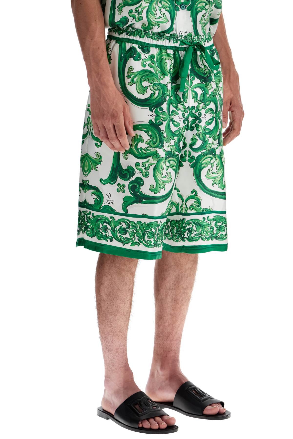 Dolce & Gabbana Maiolica Print Silk Bermuda