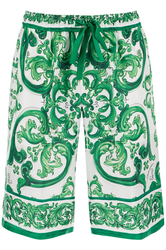 Dolce & Gabbana Maiolica Print Silk Bermuda