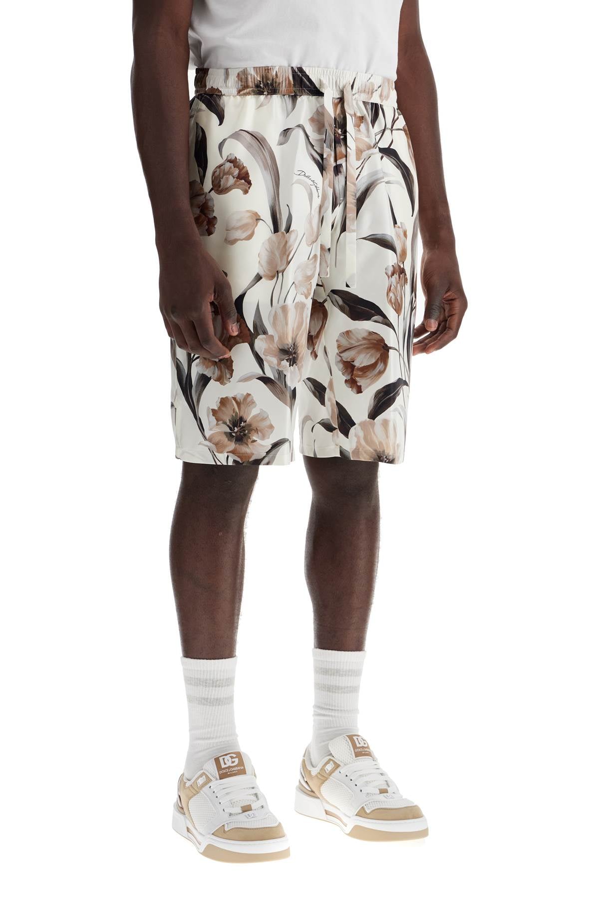 Dolce & Gabbana Silk Bermuda Shorts With Floral Print Set