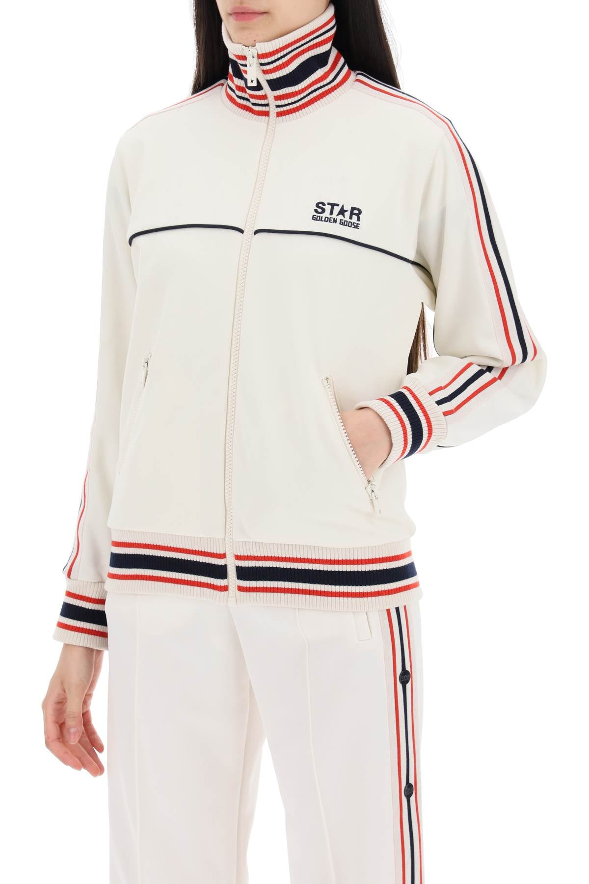 Golden Goose Track Sweatshirt With Contrasting Hem Edges