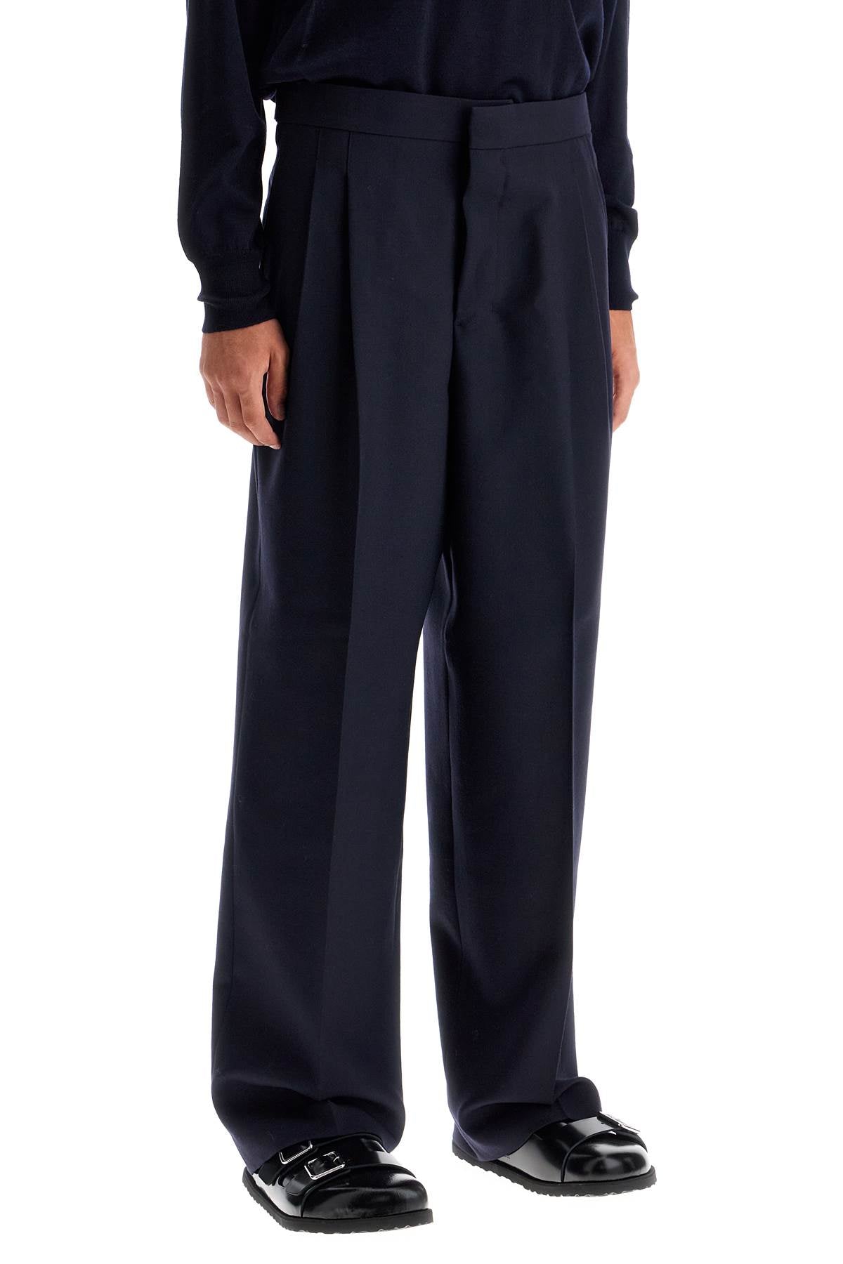 Ami Alexandre Matiussi Large Fit Wool Gabardine Trousers