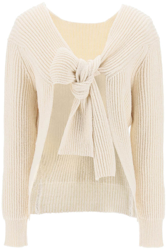 Jil Sander Ribbed Sweater With Tieable Closure