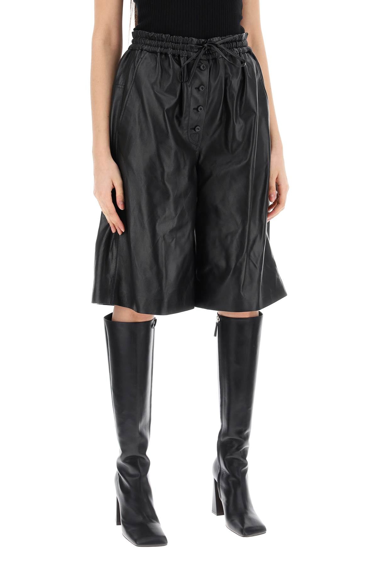 Jil Sander Leather Bermuda Shorts For