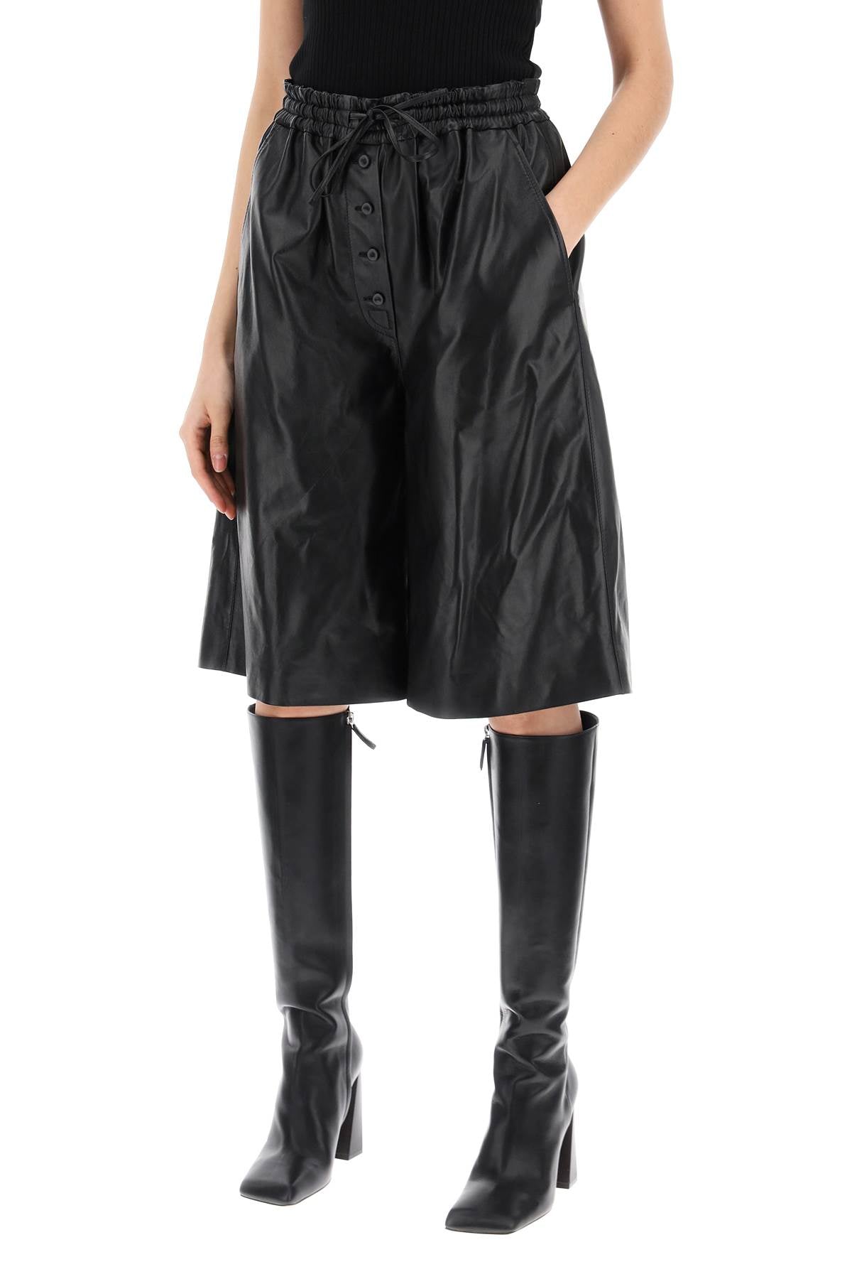 Jil Sander Leather Bermuda Shorts For