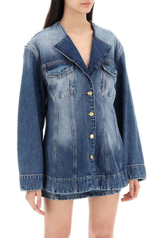 Ganni Denim Blazer With Sparkle