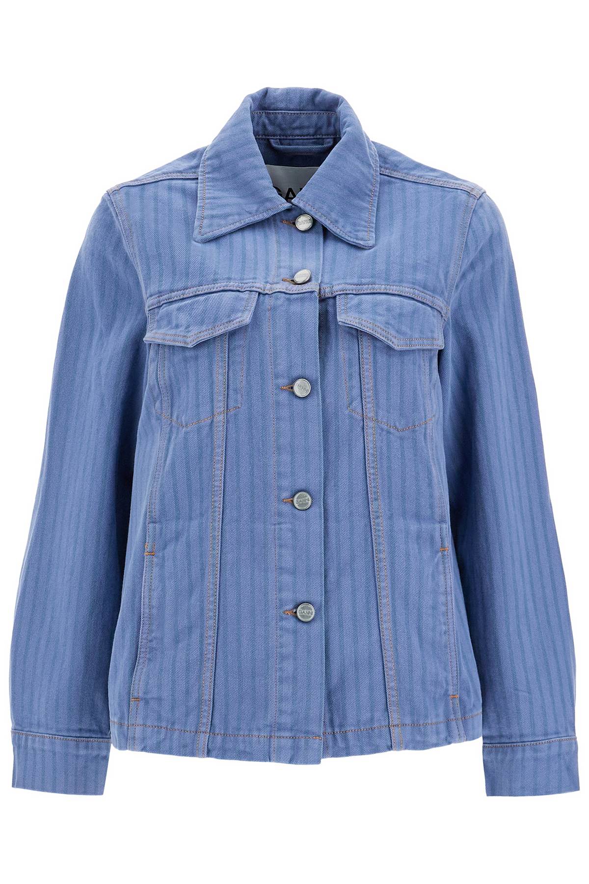 Ganni Striped Overdyed Denim Jacket