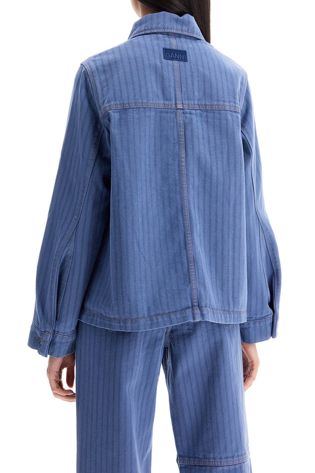 Ganni Striped Overdyed Denim Jacket