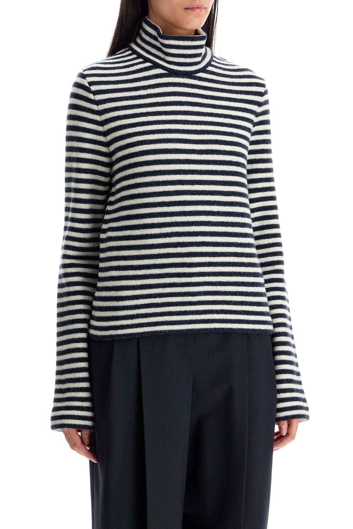 Jil Sander Striped Boiled Wool Knit Pullover Sweater