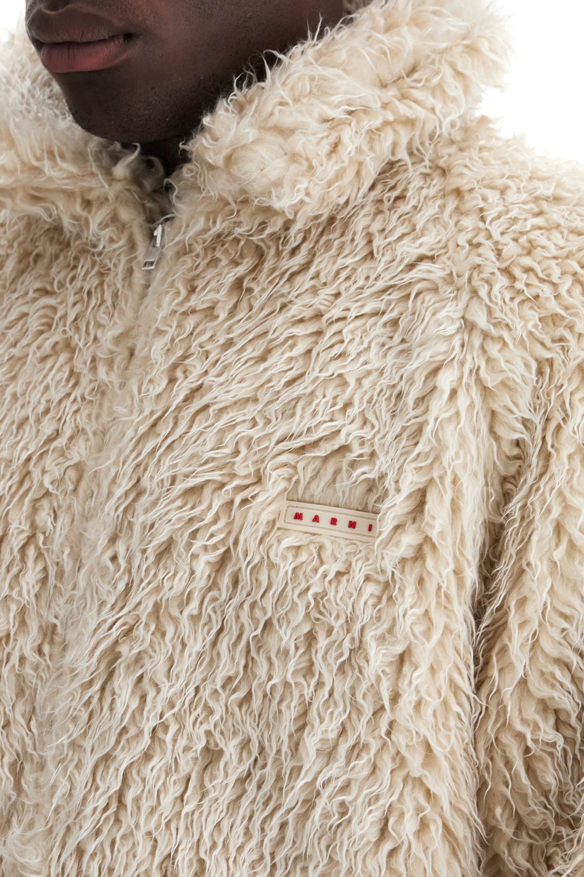 Marni Faux Fur Jacket With Removable Hood.