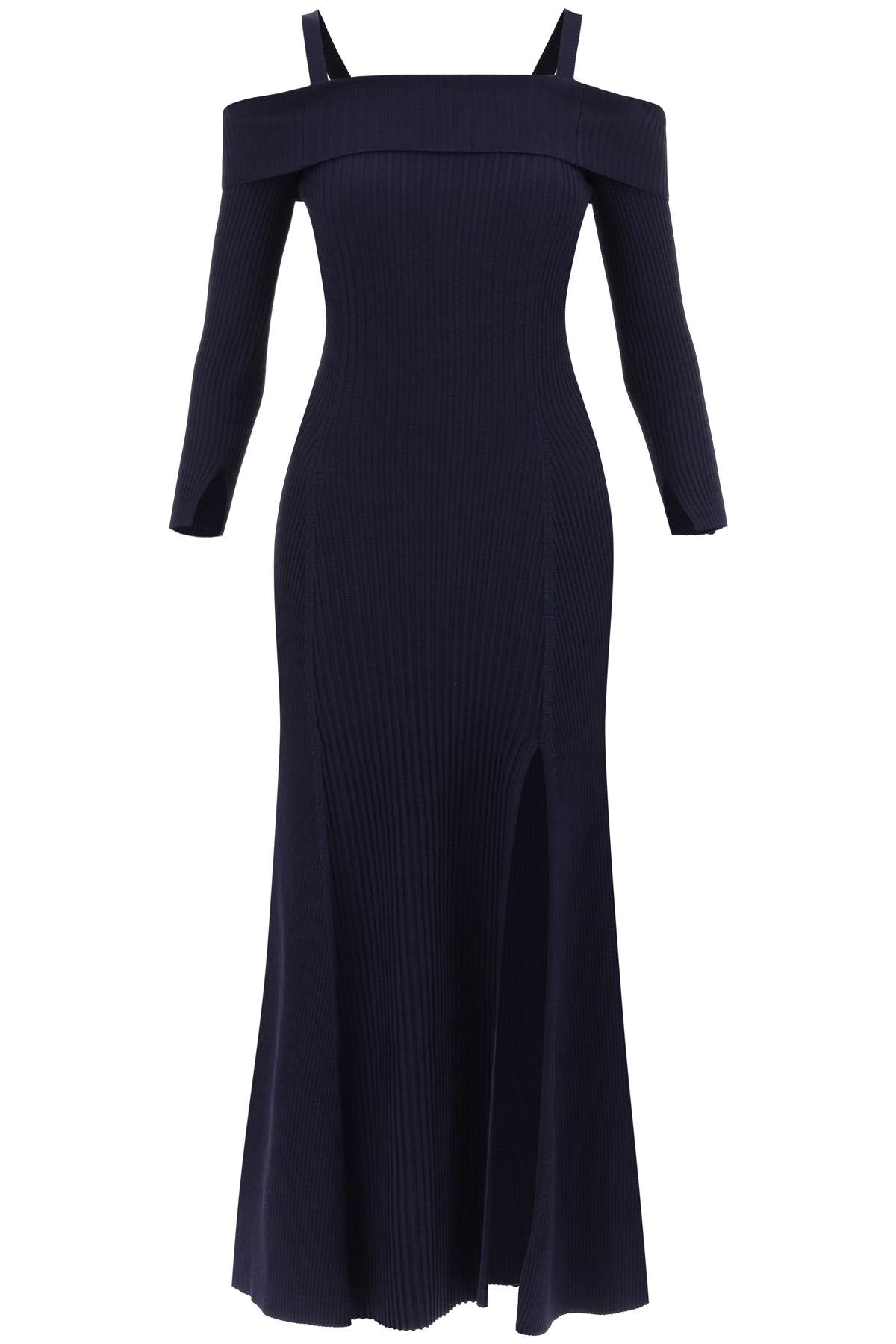 Ganni Long Knitted Off-The-Shoulder Dress