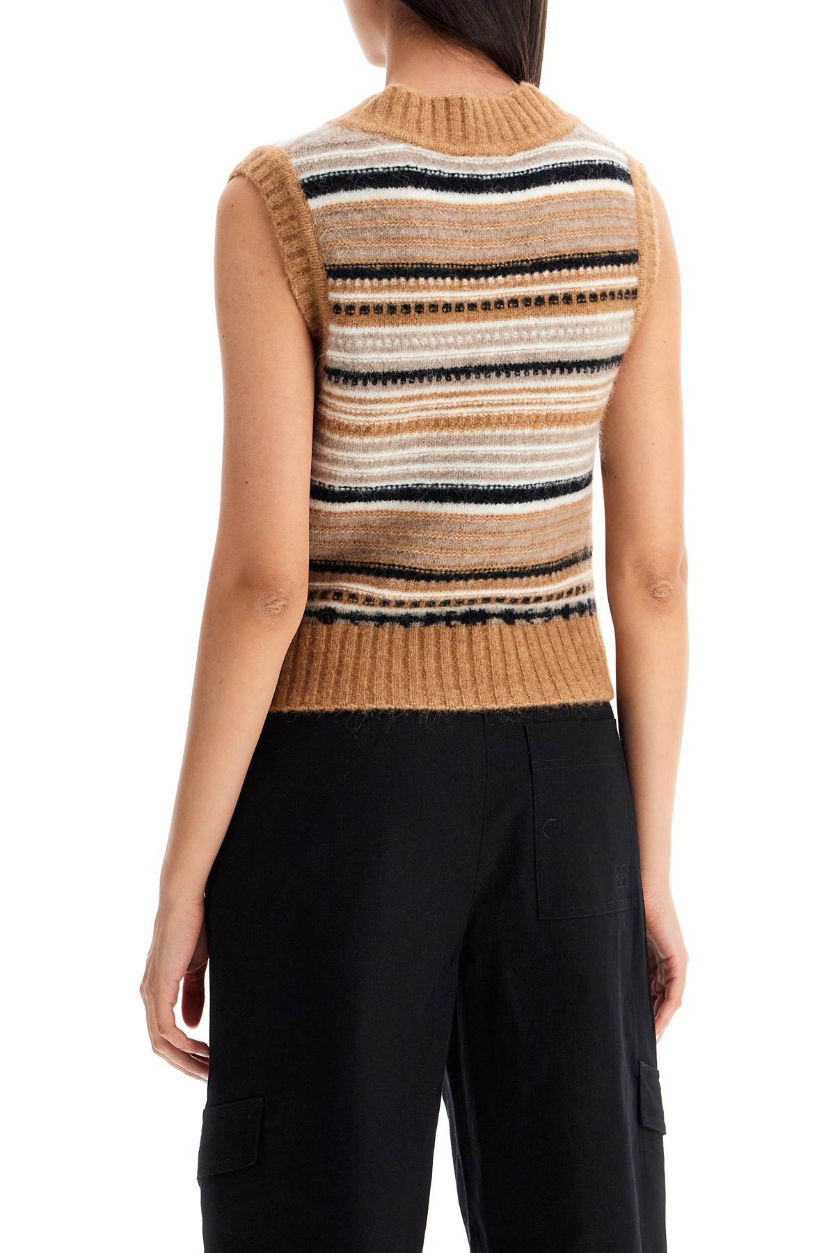 Ganni Soft Striped Knit Vest With A Comfortable