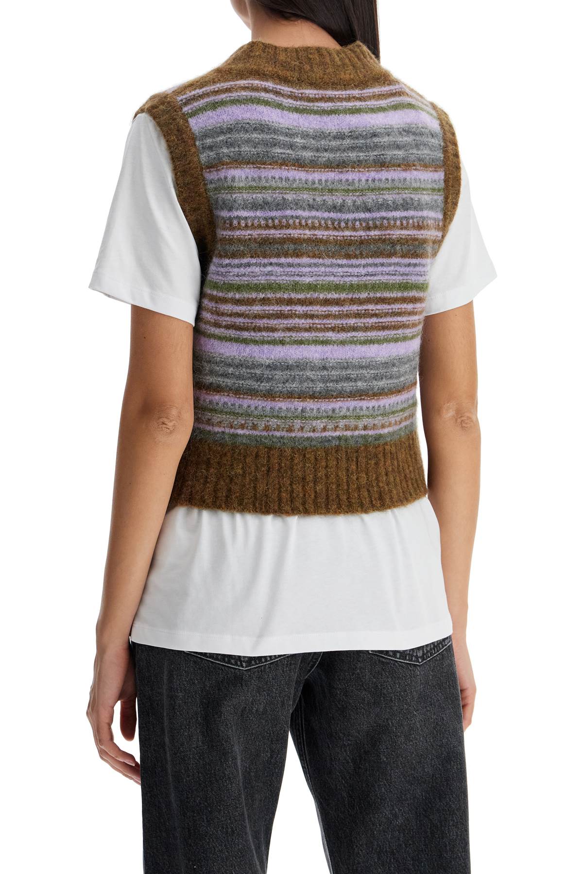 Ganni Soft Striped Knit Vest With A Comfortable