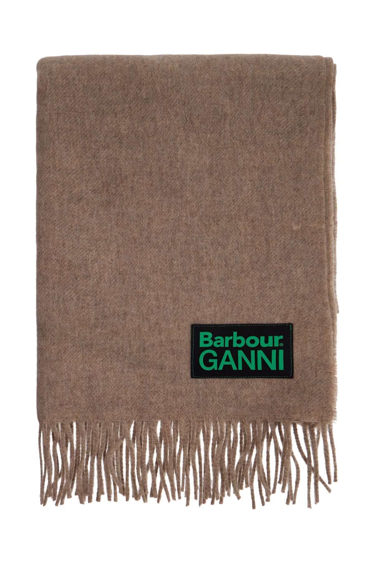 BARBOUR x GANNI Sciarpa In Lana Con Patch Logo