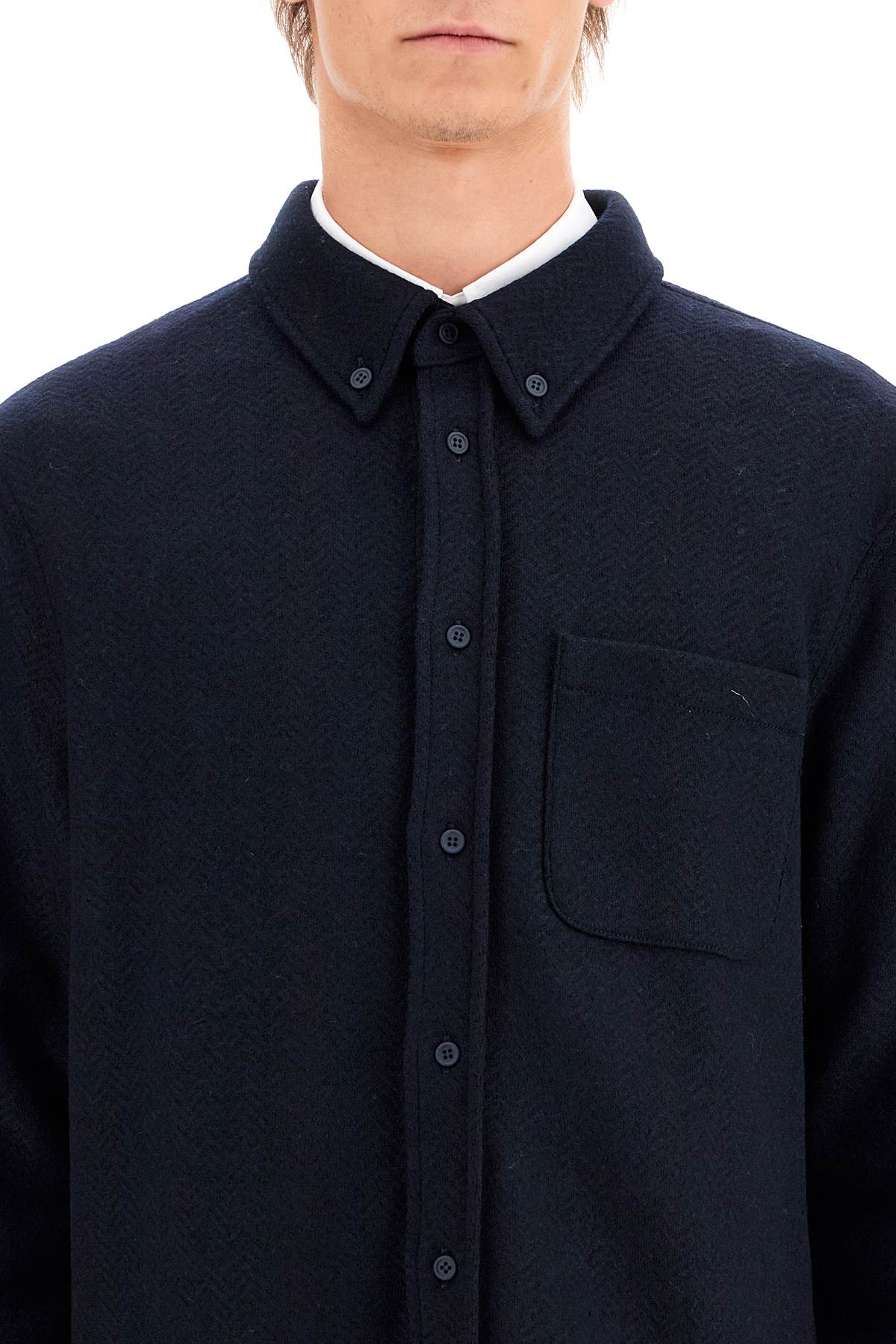 Thom Browne Herringbone Wool Blend Overshirt