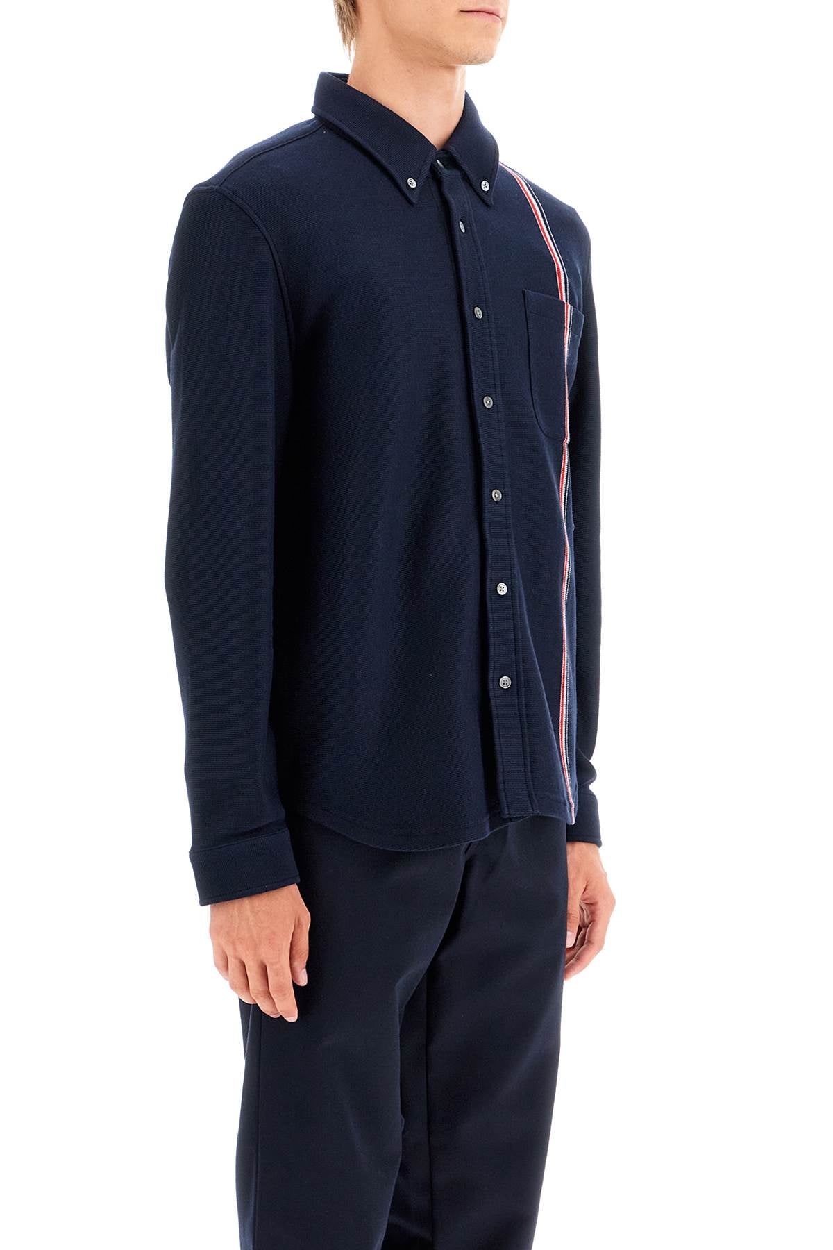 Thom Browne Button-Down Overshirt In Knit With Tricolor