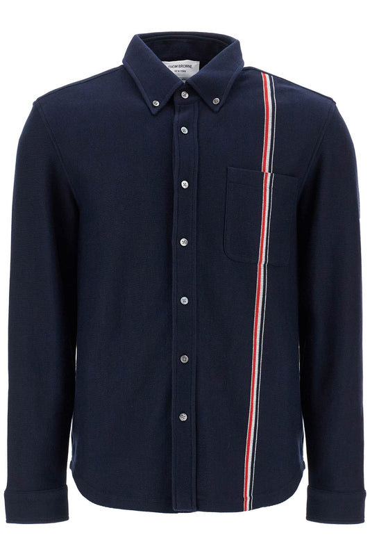 Thom Browne Button-Down Overshirt In Knit With Tricolor