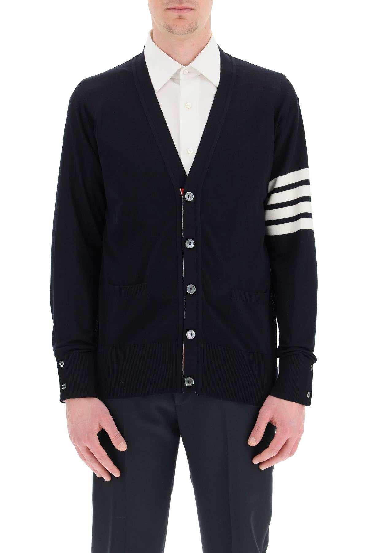 Thom Browne Merino Wool 4-Bar Cardigan