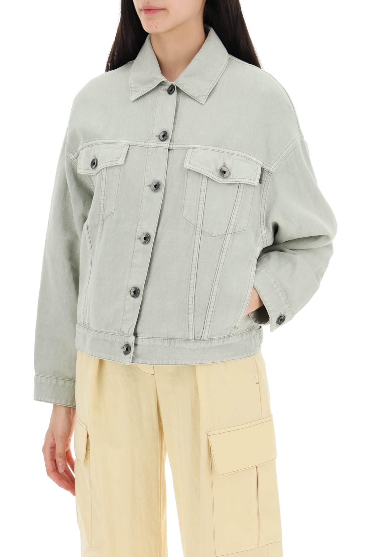 Brunello Cucinelli Cotton And Linen Cover Trucker Jacket