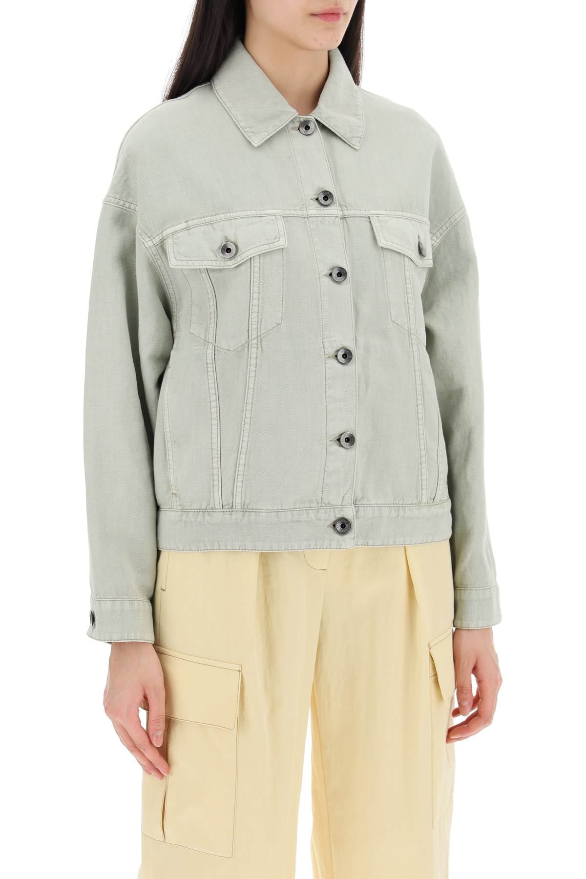 Brunello Cucinelli Cotton And Linen Cover Trucker Jacket