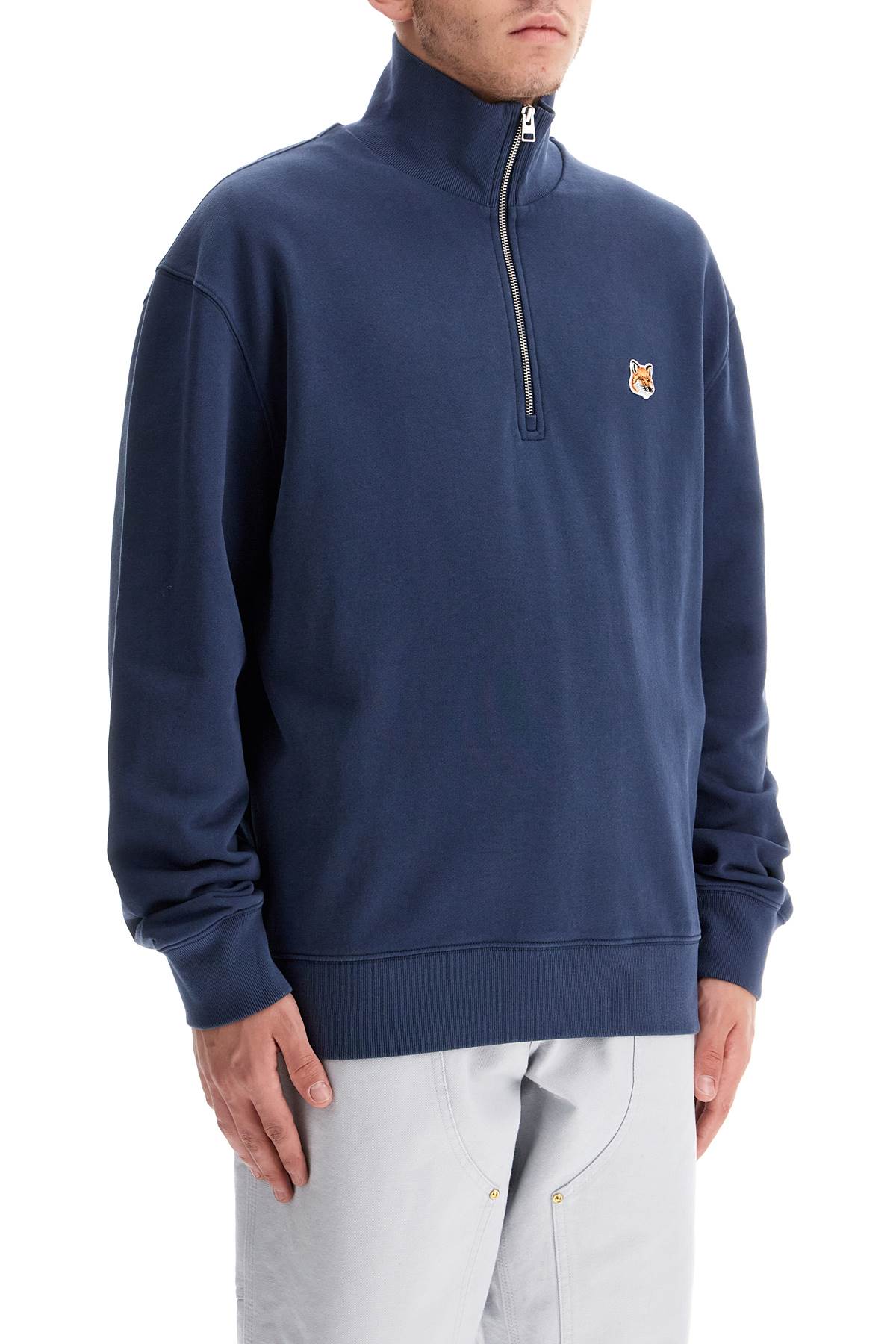 Maison Kitsune Half-Zip Sweatshirt With Fox Head