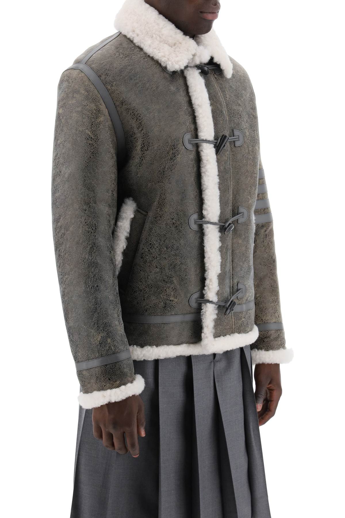 Thom Browne Shearling Cropped Montgomery Jacket