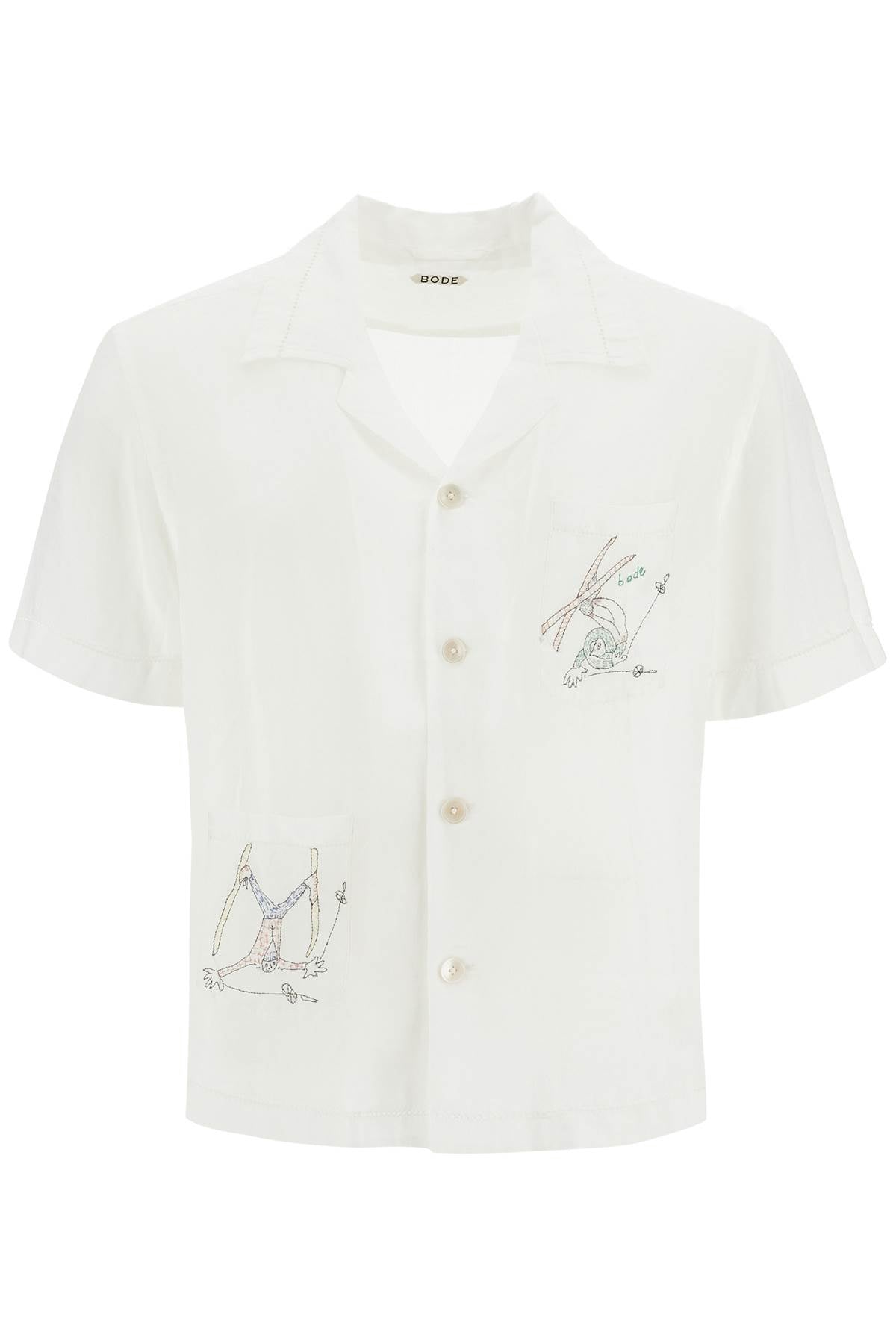 Bode Embroidered Linen Shirt