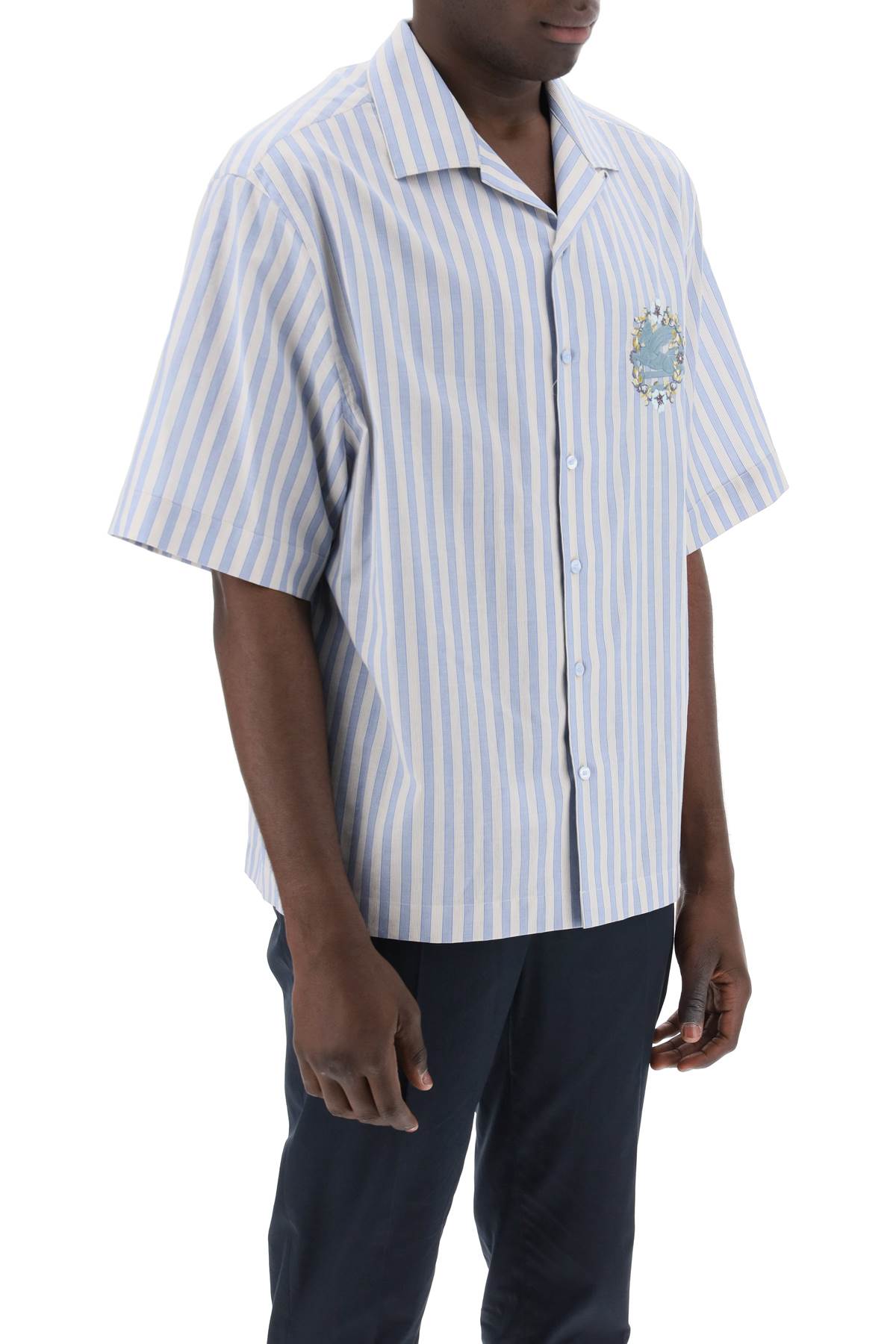 Etro Pegasus Striped Bowling Shirt