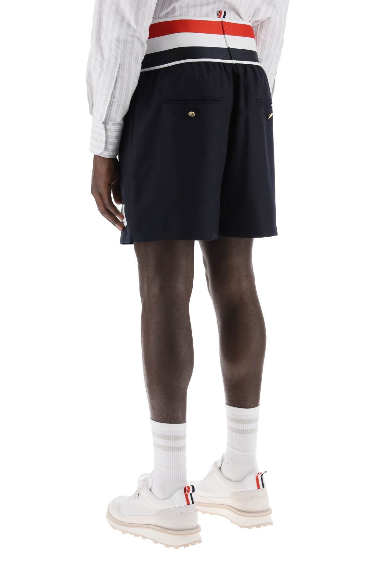 Thom Browne Elastic Waistband Bermuda Shorts In