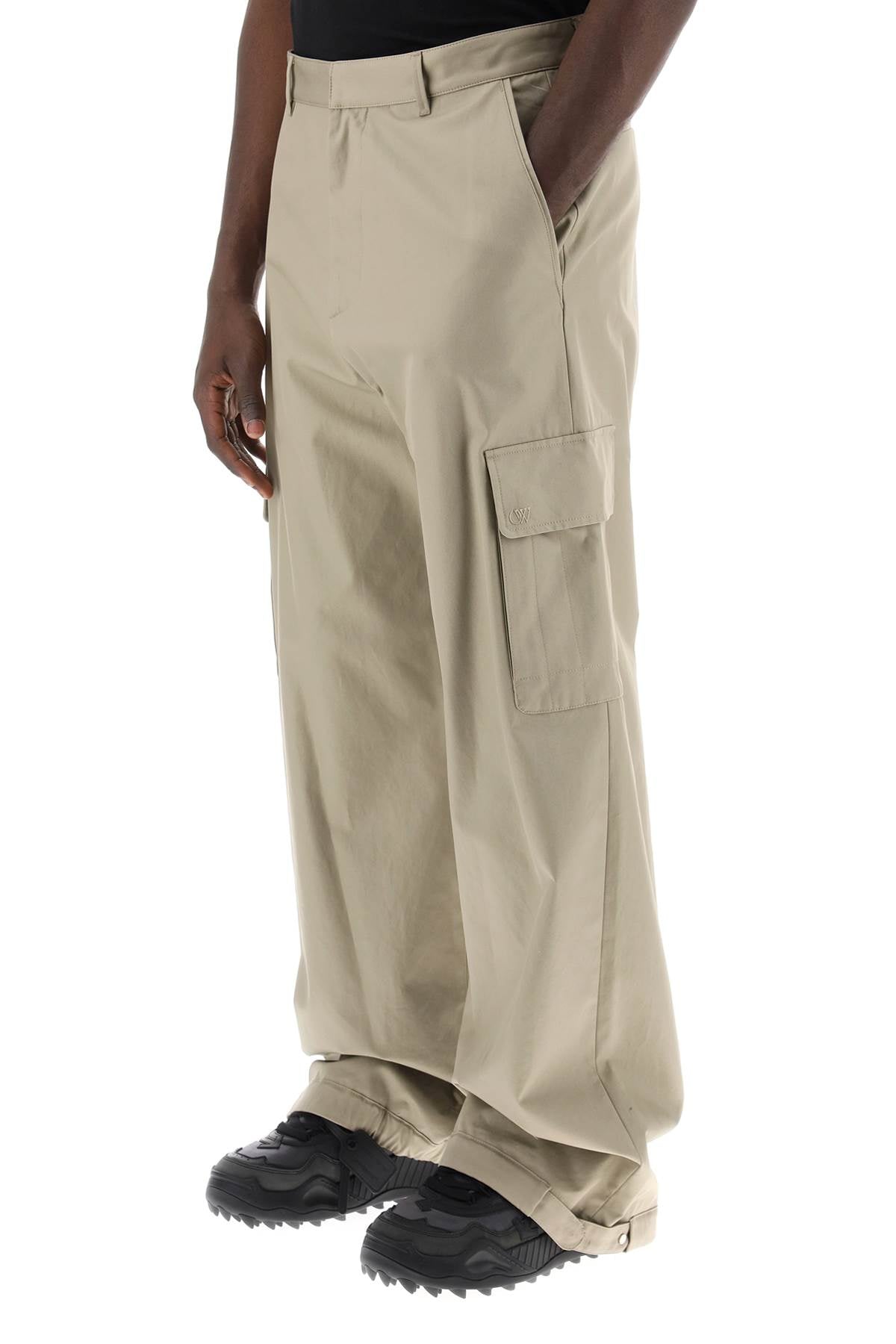 Off-White Wide-Legged Cargo Pants With Ample Leg