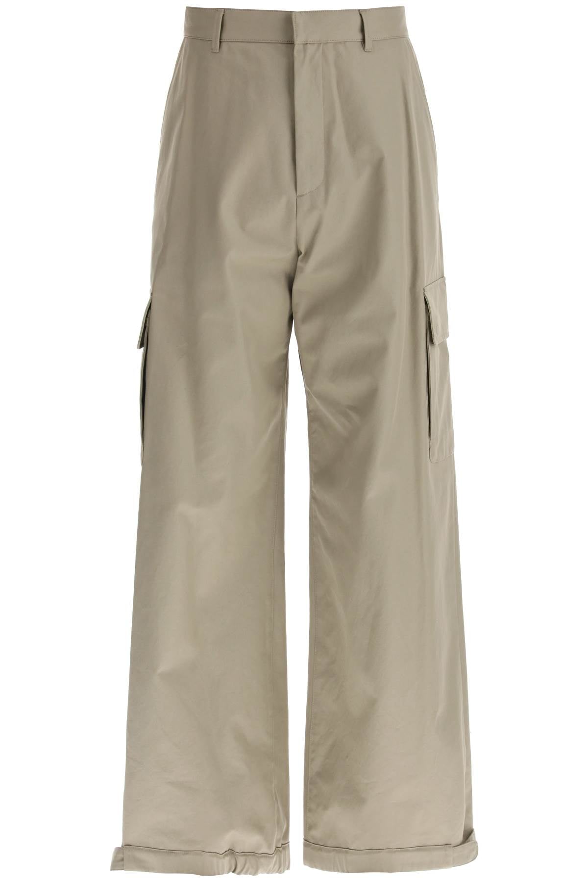 Off-White Wide-Legged Cargo Pants With Ample Leg