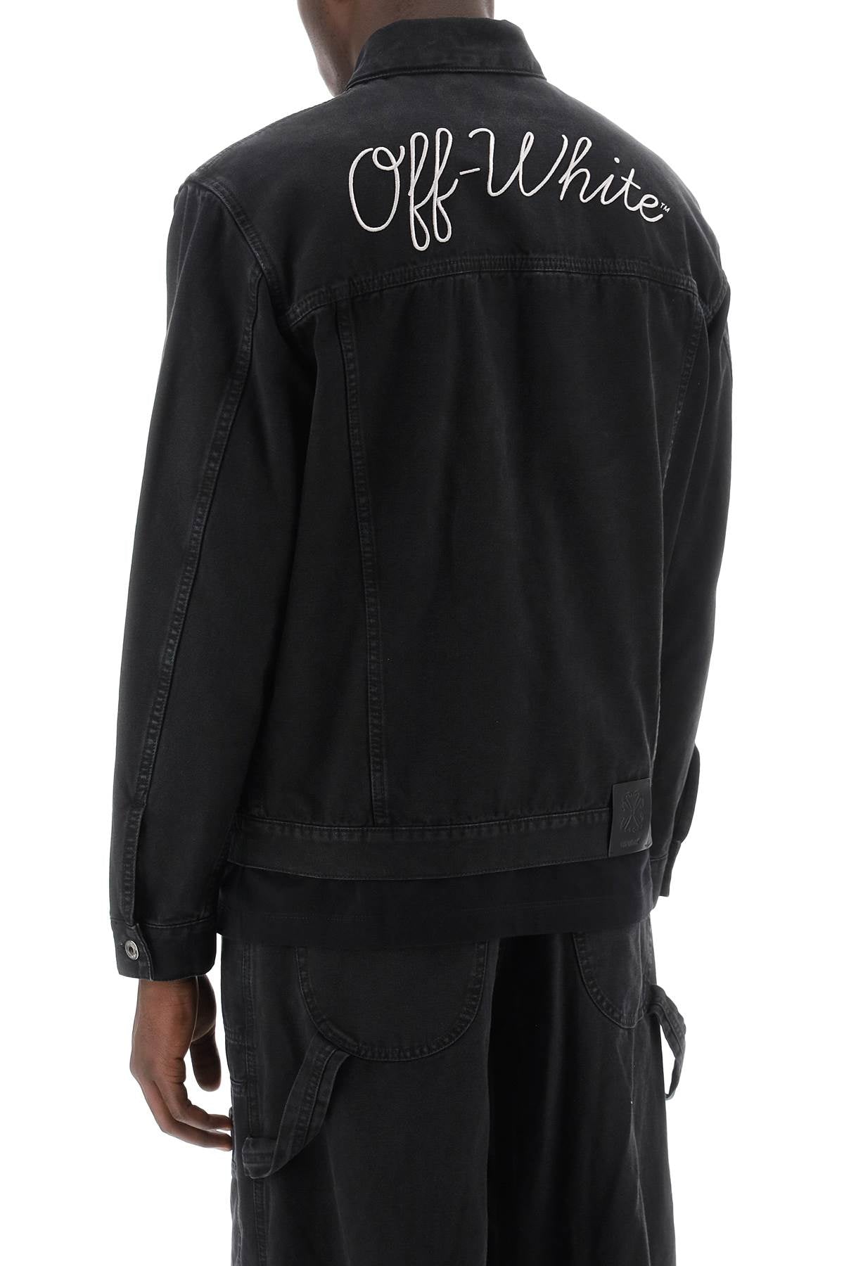 Off-White Canvas Jacket With Logo Embroidery