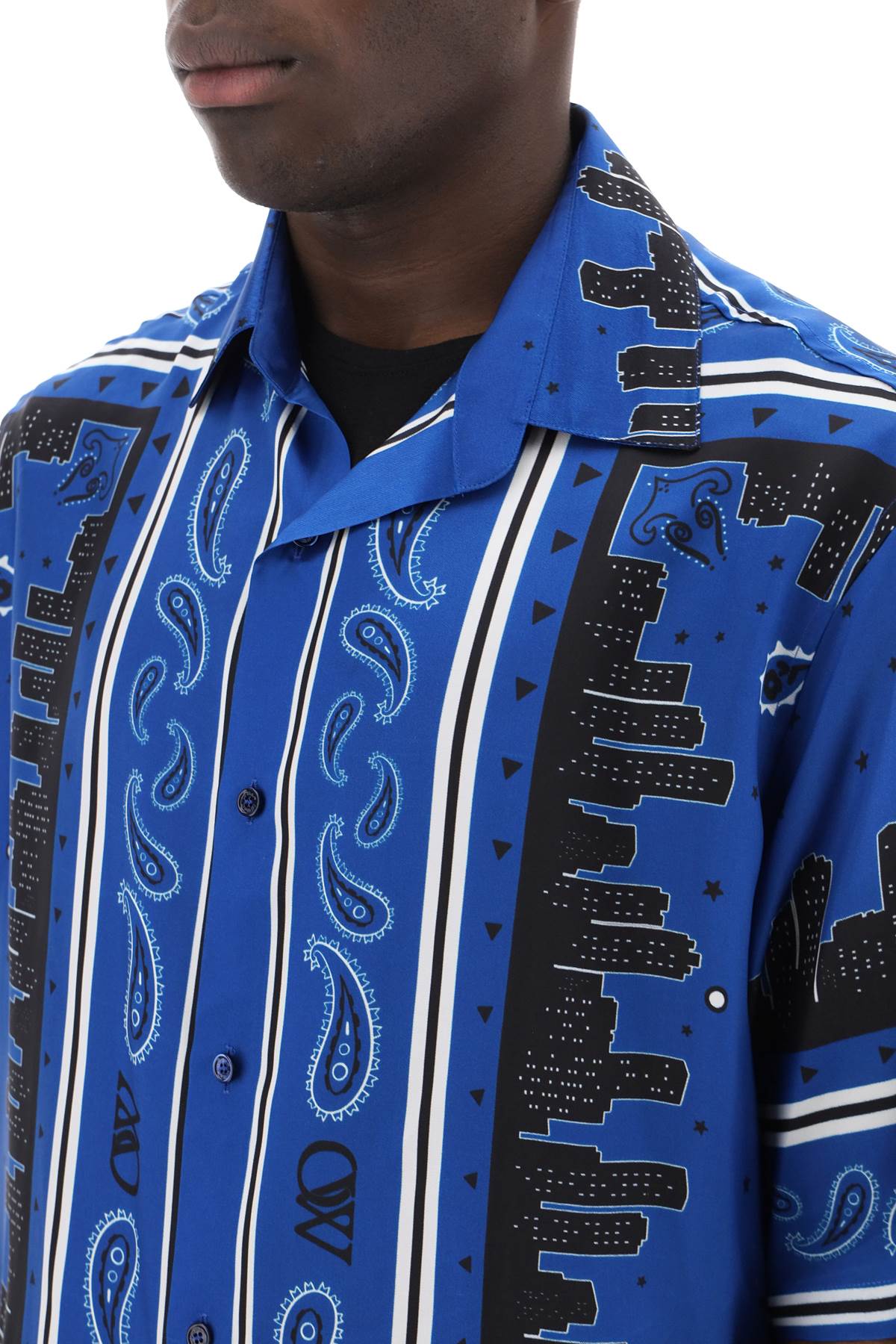 Off-White Skyline Paisley Bowling Shirt With Pattern