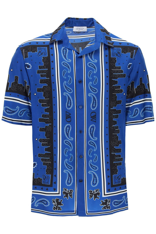 Off-White Skyline Paisley Bowling Shirt With Pattern