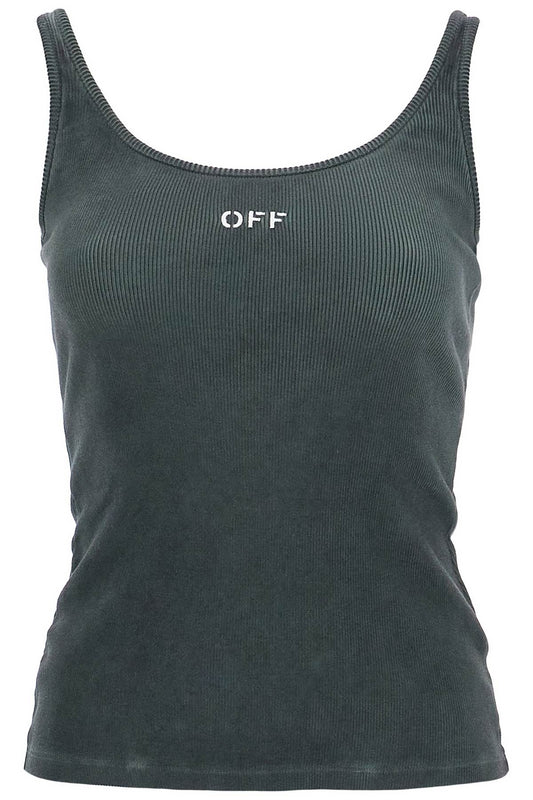 Off-White Stretch Cotton Tank Top For Women