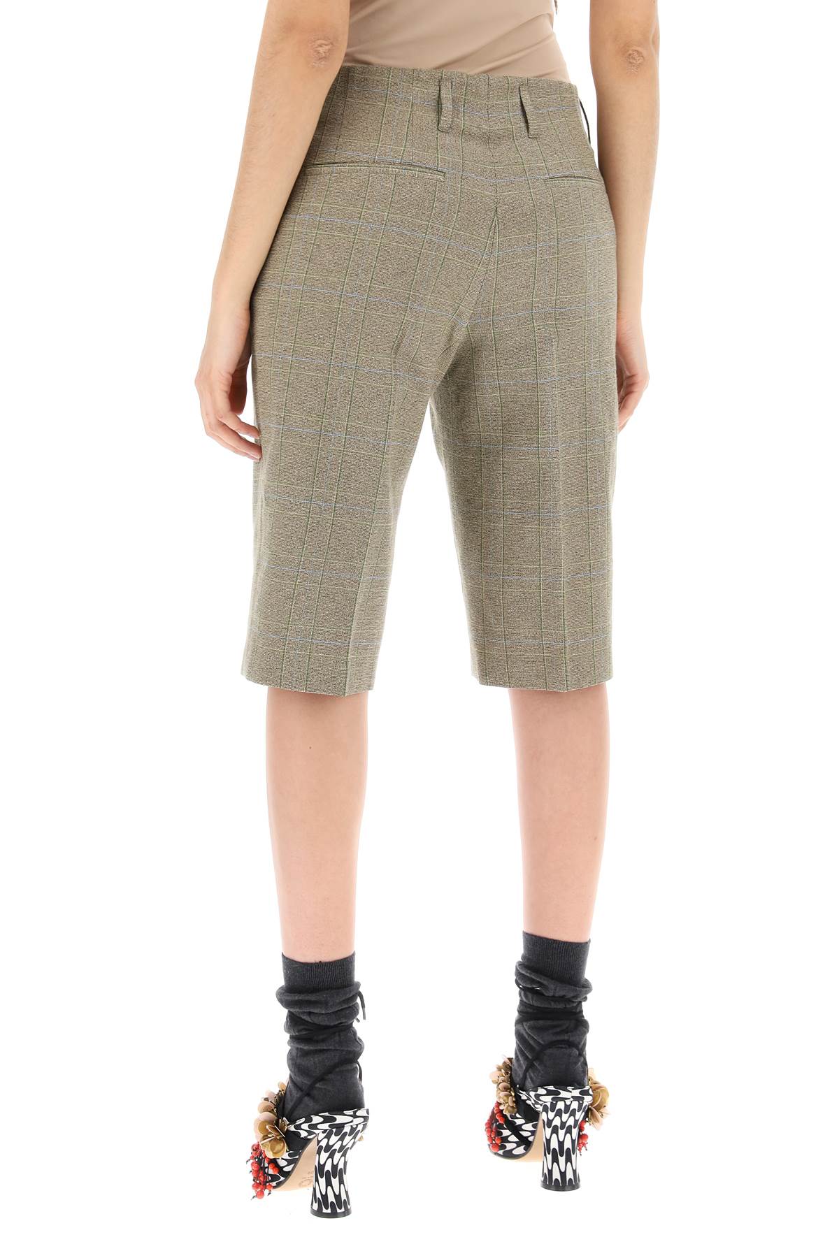 Dries Van Noten Plaid Cotton Blend Bermuda Shorts In