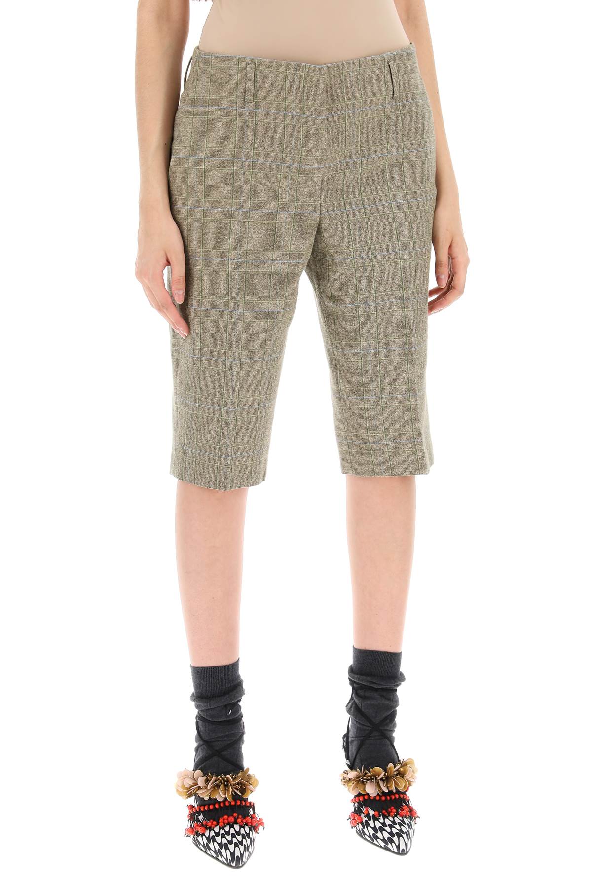 Dries Van Noten Plaid Cotton Blend Bermuda Shorts In