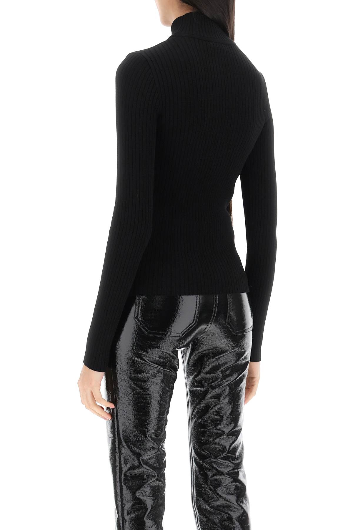 Courreges Re-Edition Ribbed Funnel-Neck Sweater