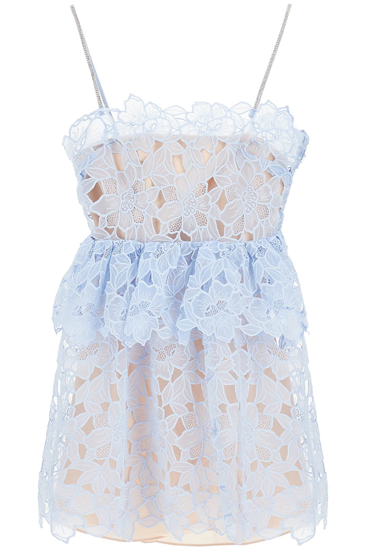 Self Portrait Mini Organza Lace Dress In 9