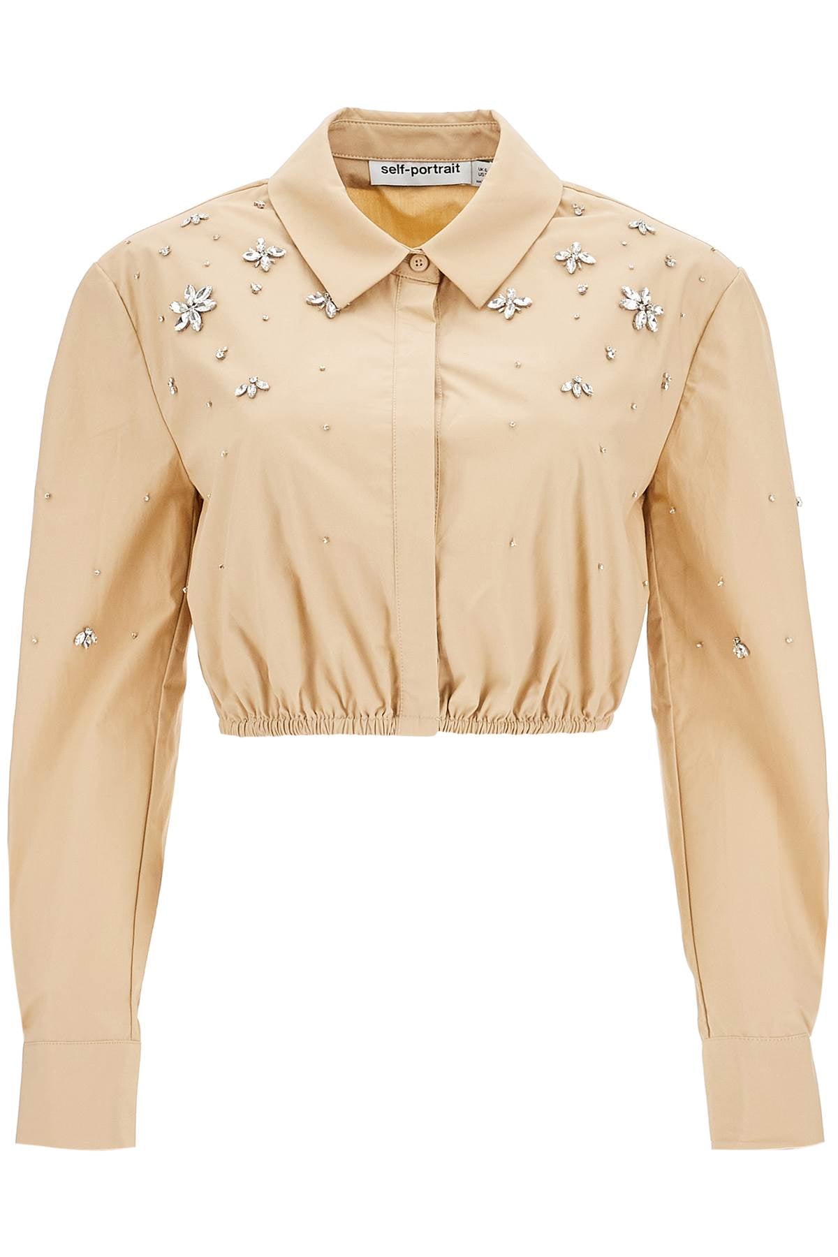 Self Portrait Cropped Shirt With Crystals