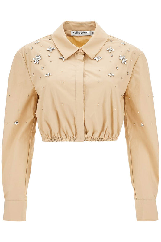 Self Portrait Cropped Shirt With Crystals