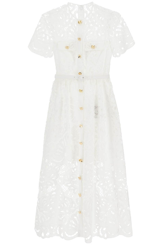 Self Portrait Midi Lace Dress In Seven