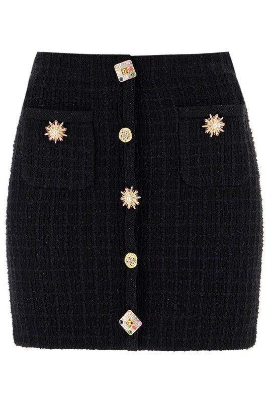 Self Portrait Knitted Mini Skirt With Jewel Buttons