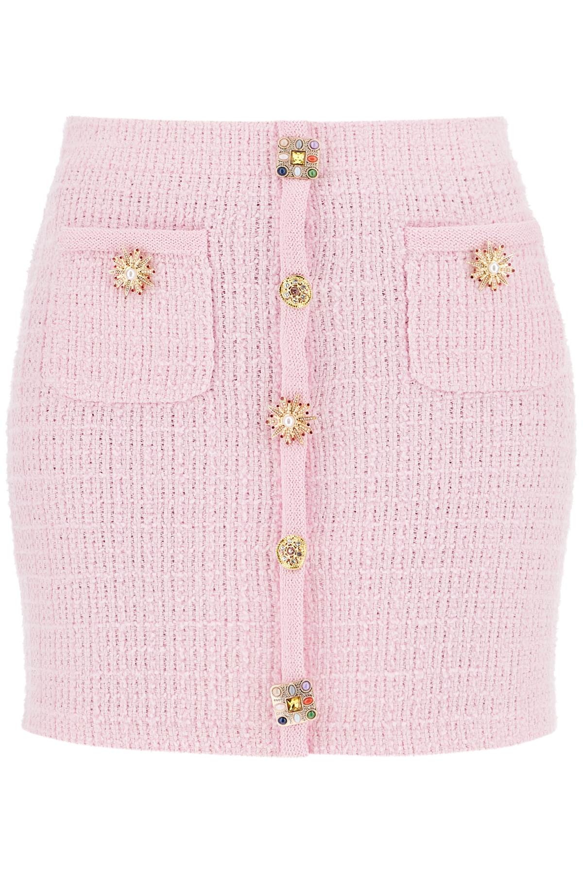 Self Portrait Knitted Mini Skirt With Jewel Buttons