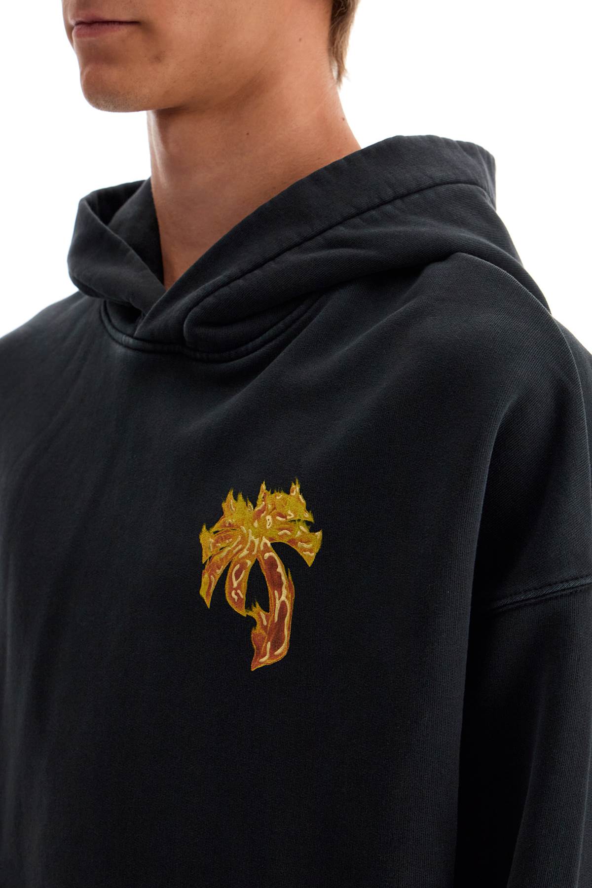 Palm Angels Burning Palm Oversized Hoodie With Hood