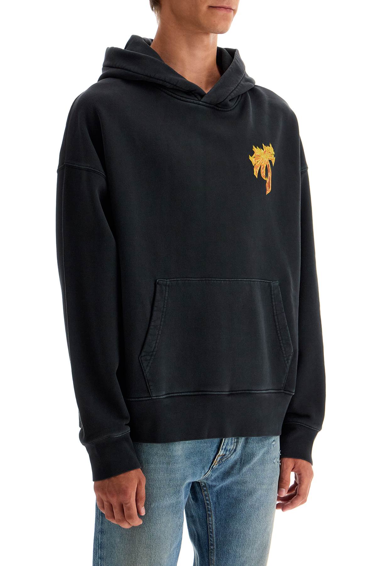 Palm Angels Burning Palm Oversized Hoodie With Hood