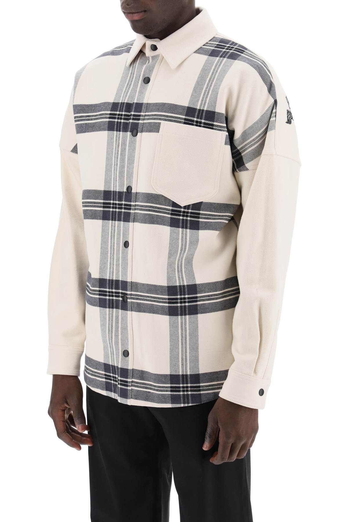 Palm Angels Plaid Overshirt With Embroidered Logo