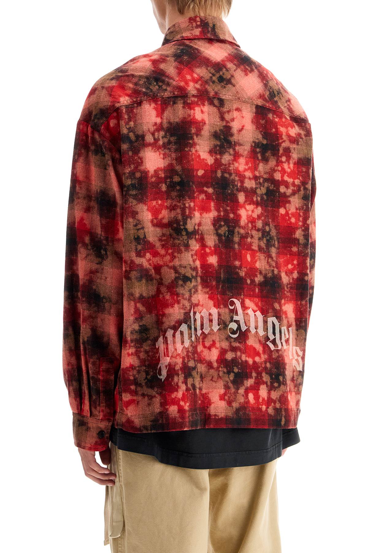 Palm Angels Flannel Shirt With Curved Logo