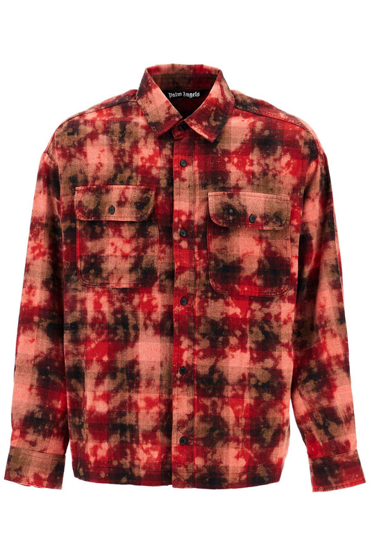 Palm Angels Flannel Shirt With Curved Logo